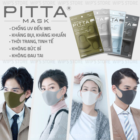 Khẩu trang pitta nhật bản mẫu mới 1 bọc 3 cái - giặt rửa thoải mái - ảnh sản phẩm 1