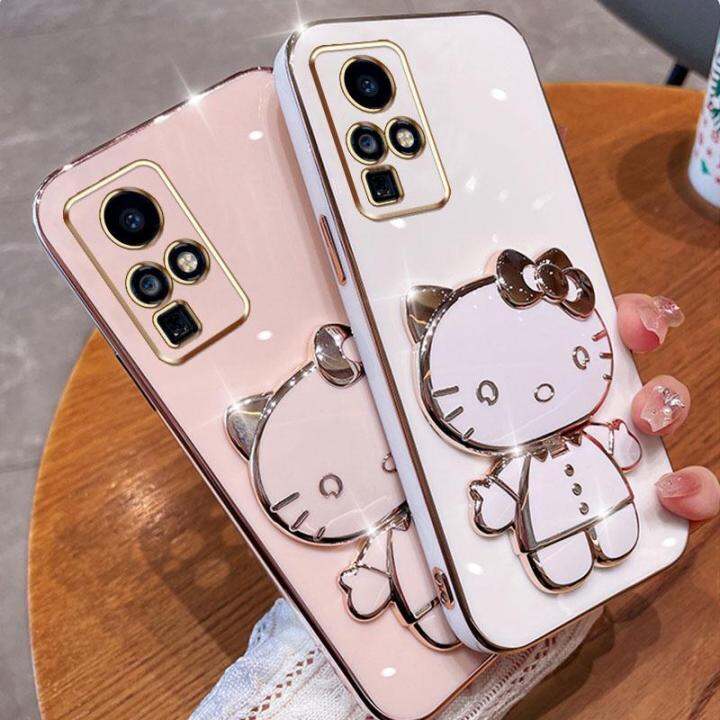 เคสโทรศัพท์กระจกแต่งหน้าพับได้สำหรับ-infinix-zero-x-neo-infinix-zero-x-pro-x6811b-x6811-x6810แมวการ์ตูนน่ารักมีที่ยึดอเนกประสงค์เคสหลังเคสเนื้อนิ่มเคลือบผิวด้วยไฟฟ้า-tpu