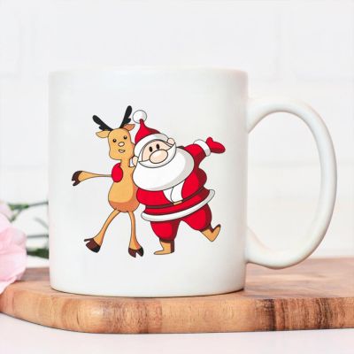Merry Christmas Santa Claus and Elk Ceramic Mug Gift Reusable Water Cup Juice Mugs Xmas Christmas Tree Fashion Female Coffee Mug