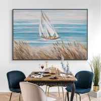 Barocco Abstract Sailboat On The Sea Painting Hand Painted On Canvas Modern Wall Art Pictures For Bedroom Living Room Decoration