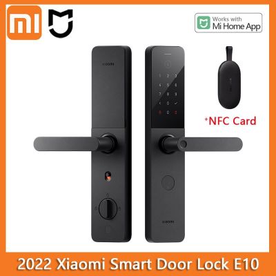 ประตูล็อคอัจฉริยะ Xiaomi E10บลูทูธ5.3รหัสผ่าน NFC ปลดล็อคด้วยลายนิ้วมือกริ่งประตูอัจฉริยะทำงานกับแอป Mi Home 2022ใหม่