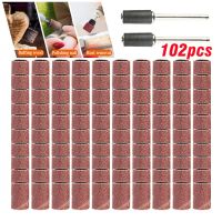 102pcs Sanding Drums Kit Sanding Band Sleeves Sand Mandrels Nail Drill Bits Sand Ring Abrasive Brushes for Dremel Rotary Tools Cleaning Tools