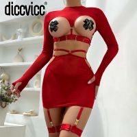 Clarissali Diccvicc Sleeve Sheer Mesh Porn Crotchless Skirt Bandage Uncensored Erotic Costume