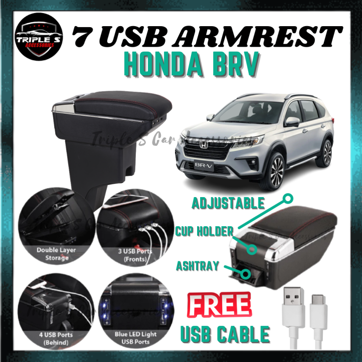 Honda BRV 7 USB Arm Rest Double Layer Armrest with Cup Holder Car