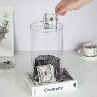 Piggy Bank Durable Acrylic Saving Money Box Transparent Piggy Bank Cube Saving Box Coins Storage Box For Coin Banknote tirelire