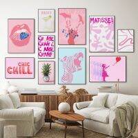 NewPreppy Aesthetic Gallery โปสเตอร์พิมพ์ Matisse Art Wall ภาพวาดผ้าใบสาววัยรุ่น Room Decor สีชมพูอ้าง Room Home Decor