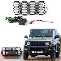 4Pcs Front Grille Upgrade LED Lamps White &amp; Amber Light Rhombus Decorative Lights for Suzuki-Jimny JB64 JB74 2019 2020