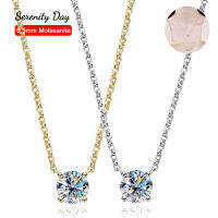 Serenity วัน100 S925แผ่นเงิน Pt950ปรับโซ่ D สี6.5มิลลิเมตร1กะรัต Moissanite จี้สร้อยคอสำหรับผู้หญิง