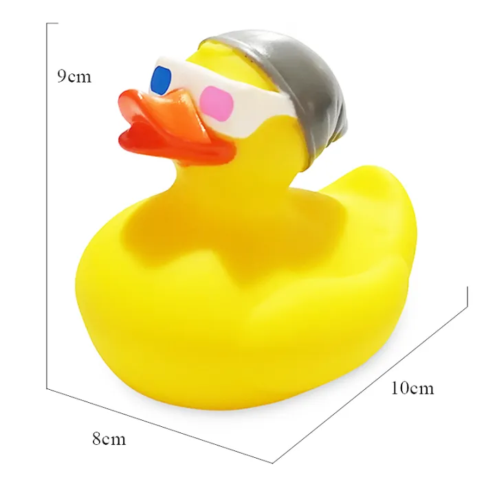 【CW】9cm Bath Toys Baby Rubber Duck Cartoon Figures Animal Duck Squeeze