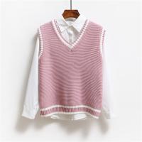 40 Women Streetwear Sweater Vest tops Knitwear Fashion Vest Tops V Neck Plaid Knitted Sweater Vest Patchwork sweet Sweater top