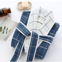 Factory supply autumn muslin plaid bathrobe layers cotton muslin adult ho bathrobe super thick winter ho bathrobe