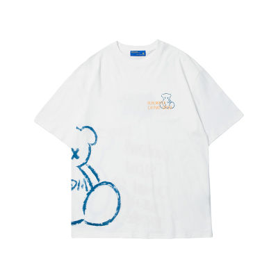 ZAZOMDE Large size Tee  Men Hip Hop Bear Letter Printed T Shirt Streetwear Harajuku T-Shirt Summer Tshirt Black White Tops