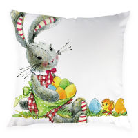 45*45cm Happy Easter Throw Pillow Case Cute Animal Rabbit Cushion Cover Cartoon Eggs Throw Pillow Cover for Home Sofa Decorative