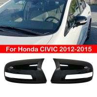 ฝาครอบกระจกมองหลังรถยนต์สำหรับ Honda CIVIC 2012-2015หมวกแก๊ปมีปีกสติกเกอร์ภายนอกวิวเคสด้านหลังขอบคาร์บอนไฟเบอร์สไตล์สีดำ