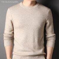 Aolzbiip49h เสื้อกันหนาวผู้ชายสีทึบเสื้อกันหนาวผู้ชาย COZY Mens เสื้อสเวตเตอร์ถักนุ่มรอบคอ SLIM FIT Anti-shrink สำหรับฤดูใบไม้ร่วง