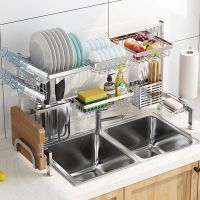 DIY Drain Dish Rack Stainless Steel Kitchen Shelf Fruit Baskets Room Organizer Multifunctional Storage Home Supplies