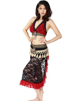 hot【DT】 Belly Costumes Set Gypsy Egyptian Dancing Performance Wear   Hip Scarf 2pcs