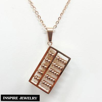 Inspire Jewelry ,ชุดเซ็ท จี้ลูกคิด พร้อมสร้อยคอ ลูกคิดสามารถขยับได้เหมือนจริง จะช่วยให้ดึงดูดโชคและทรัพย์ให้เพิ่มพูนขึ้น ตัวเรือนหุ้ม Pink Gold  ,สร้อยคอยาว 16 - 18 นิ้ว (สามารถปรับได้) และจี้  ขนาด 1.1 x 3.1 CM  พร้อมกล่องกำมะหยี่
