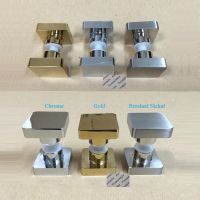 Square Shiny Gold Nickel Brush Chrome Solid Brass Glass Door Knob Back To Back Shower Enclosure