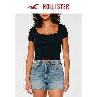 Hollister 20 22ฤดูใบไม้ร่วงเทรนด์ใหม่ลูกไม้ประดับเข้ารูปพอดีเสื้อยืดสั้นหญิง320187-1