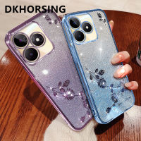 DKHORSING เคสโทรศัพท์กากเพชรหรูหราสำหรับ Realme C51 C55 C53 Realme C33 NFC C30 C30S C35 C31 C25Y ไล่ระดับสี C21Y ปลอกอ่อนกุหลาบนิรันดร์ไล่ระดับสี NFC C53กรอบซิลิโคลนกันกระแทกชุบด้วยไฟฟ้า Realmec51 2023