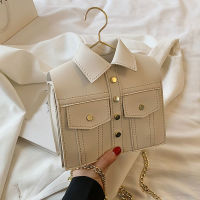 Cute Creative Shirts Shaped Shoulder Bag Solid Color PU Leather Messenger Bag Handbag Sweet Clothes Hook Small Square Bag