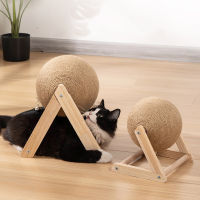 Cat Scratcher Toy Scratching Ball Wood Stand Kitten Sisal Rope Ball Board Grinding Paws Furniture supplies Accessories