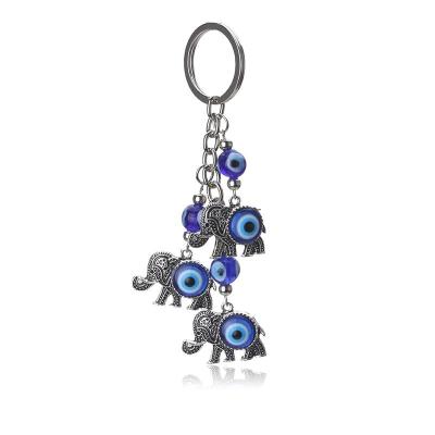 1pc Blue Evil Eye Charms Keychain Elephant Pendent Key Chain Alloy Tassel Car Key Chain Fashion Jewelry Key Chains