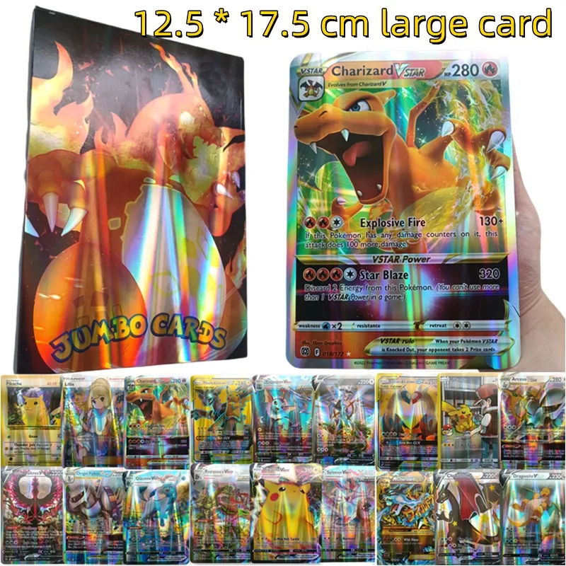 Pacote De Cartas Pokémon Vstar, Arceus V Max, Gx, Pikachu, Mewtwo,  Charizard, Rainbow, Super Raras, Oversized, Jumbo, Xxl, 18 Cm X 13cm -  Cards De Jogos Para Colecionadores - AliExpress
