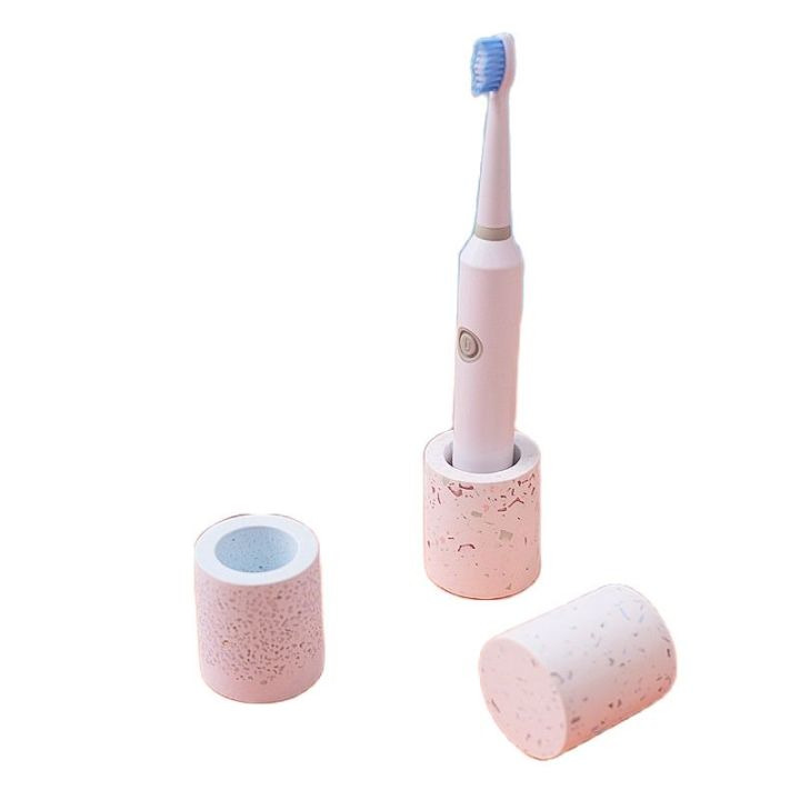 terrazzo-diatomite-ที่ใส่แปรงสีฟันแผ่นติดฟันอุปกรณ์ในห้องน้ำที่ใส่แปรงสีฟันแบบดูดซับสำลีกันปากแห้ง