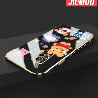 เคส JIUMOO สำหรับ Vivo V21e เคส2021 Y73ลายการ์ตูนยิ้มสัตว์ใหม่กรอบสี่เหลี่ยมพื้นผิวชุบซิลิก้าเจลกันกระแทกเคสมือถือรวมทุกเลนส์กล้องถ่ายรูปฝาครอบป้องกัน