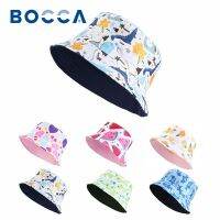 หมวกสำหรับเด็ก Bocca สำหรับเด็กผู้ชายเด็กผู้หญิง,เด็กทารกเด็กเด็กหมวกใส่ตกปลาสไตล์ปานามา54ซม. พิมพ์ลายน่ารักหมวกแก๊ปสองด้านสำหรับฤดูร้อนฤดูใบไม้ผลิ