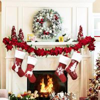 4Pack Christmas Stockings Socks Gift Candy Bag Christmas Decorations for Home New Year Pocket Hanging Xmas Tree Ornament