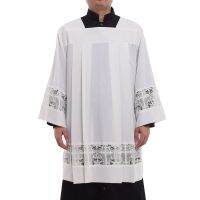 สีขาว Surplice Pastor เสื้อคลุมคาทอลิกจีบลูกไม้ Liturgical Cotta Priest Vestments Cassock