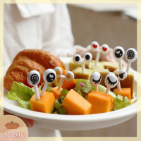 ? LECHU? 10ชิ้น/เซ็ต MINI plugs CUTE Cartoon Eyes Kawaii อาหารกลางวัน Bento BOX อาหารผลไม้ส้อม