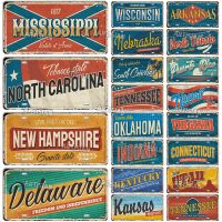 【YF】☬  Artisian License Plate Landmark Tin Sign US State Metal Plaque Wall Bar Pub Hotel