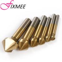 ✗✱✴ 6pcs 3 Flute 90 Degree Hss Chamfer Cutter Chamfering Drilling End Mill Drill Counter Sink Titanium Coated Countersink Drill Bit