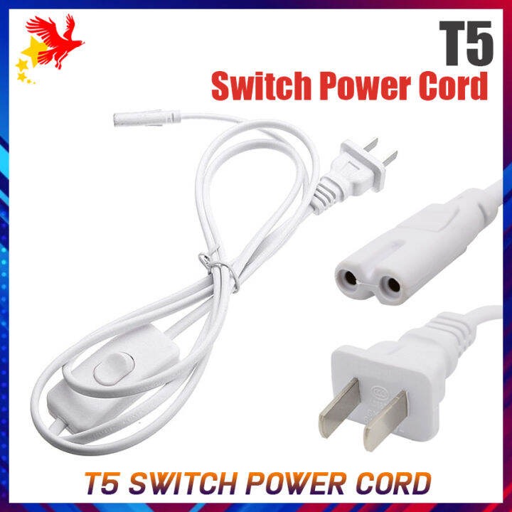 T5 Button Switch Plug Wire Switch Power Cord 180cm Length with On/Off
