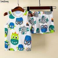 Childrens Pajamas Sleepwear for Kids Summer Sleeveless Clothing Sets for 1 to 9 Year Baby Homewear Night Suits Teenager Boy Set