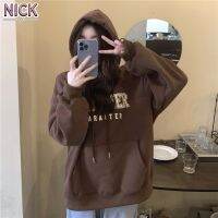 NICK Hoodie สำหรับผู้หญิง New Vintage Loose Printed Hooded เสื้อแขนยาว