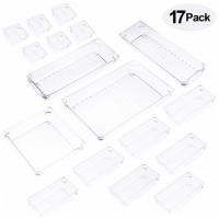 Desk Drawer Organizer 17pcs Bathroom Drawer Organizer Trays Storage Tray for Makeup Jewelries Utensils in Bedroom Office and Kitchen expedient