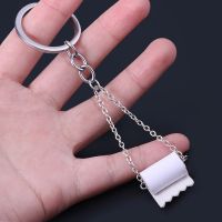 RJ High Quality White Toilet Paper Roll Keychains Pendants Daily Necessities Keyring Key Holder For Women Men Gift Jewelry