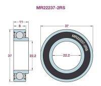 MR22237-RS ( 22.2 x 37 x 8/11 mm. ) Ball Bearing ลูกปืนเม็ดกลม ฝายาง แกนในนูน = 1 ตลับ