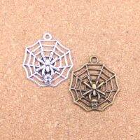 45Pcs Charms Cobweb Spider ฮาโลวีน29X27มม. จี้โบราณ,เครื่องประดับเงินทิเบตวินเทจ,DIY สำหรับสร้อยข้อมือสร้อยคอ