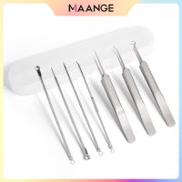 MAANGE 7 ชิ้นใบหน้าสิว B lackhead Remover เข็มดูดสิวฝ้า comedone ชุดกำจัดคู่หัวใบหน้าดูแลเครื่องมือ(ปริมาณที่แตกต่างกัน)