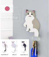 EZ Animal Wall Hook (Cats) ตะขอแขวนติดผนังอเนกประสงค์ กาวนาโนลอกออกแล้วใช้ใหม่ได้ ผนังไม่เป็นรอย รองรับน้ำหนัก 300g ตะขอแขวนติดผนังแบบใส ญี่ปุ่นยอดนิ Wall Hanger Rack Space Saver Office Waterproof Japan Cute Adhesive Phone Tablet Holder