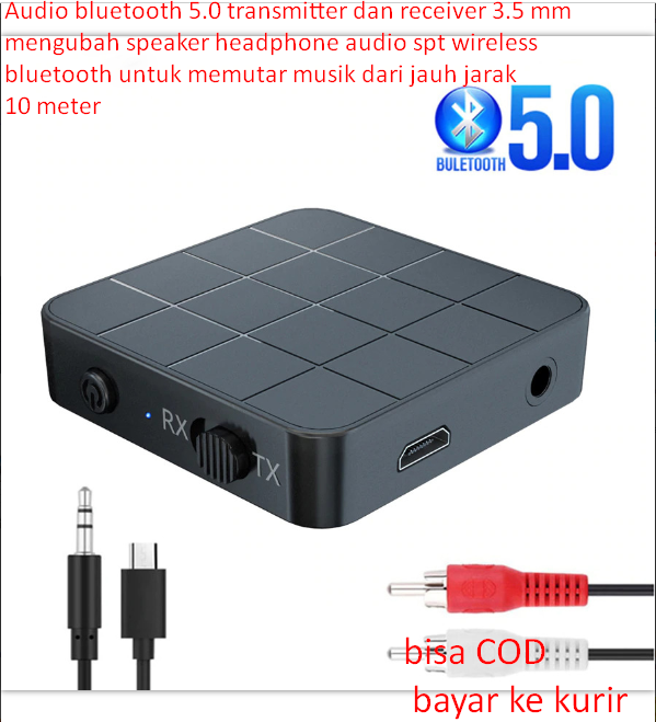 Audio bluetooth 5.0 transmitter dan receiver 3.5 mm mengubah speaker