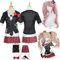 【YP】 Anime Danganronpa Enoshima Junko Costume Uniform Short Skirt Tail Braid Wig