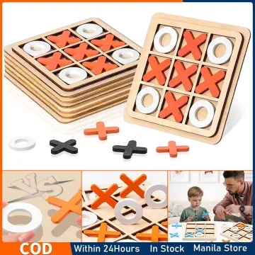 1pc Wooden Xo Tic-tac-toe Educational Game Board, For Strategy