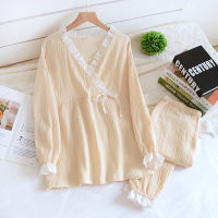 2021 Japanese new style spring and summer thin homewear, pure cotton pajamas for pregnant women, postpartum nursing home service